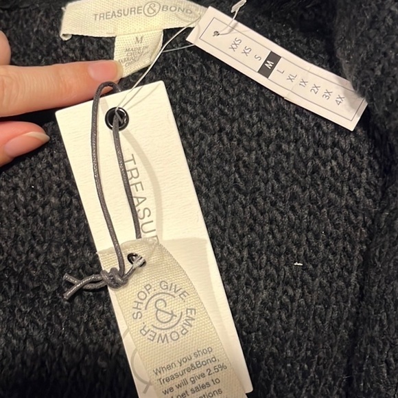 NWT - Treasure & Bond - Black Loop Knit Zip Jacket - M - Picture 6 of 8